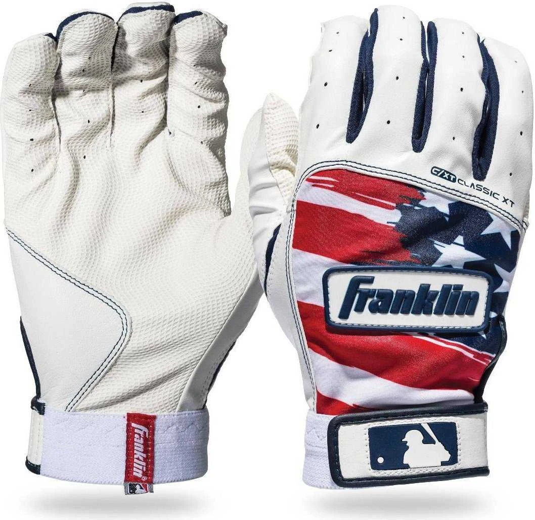 Franklin USA Classic XT Youth Batting Gloves - White Red