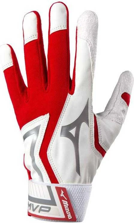 Mizuno Youth MVP Batting Gloves - Red White