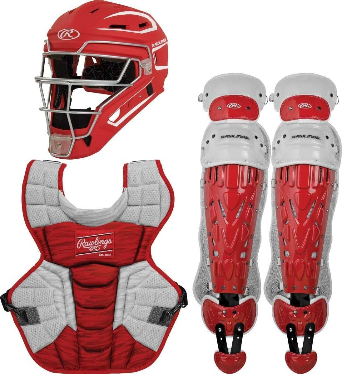 Rawlings 2022 Velo 2.0 Intermediate Catcher's Set - Scarlet White