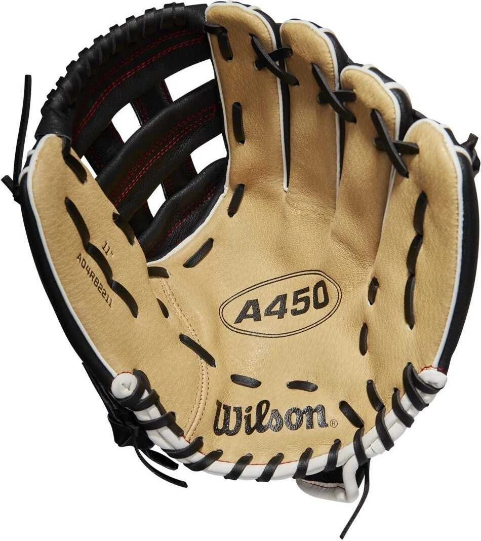 Wilson 2022 A450 11.00" Youth Infield Gloves - Blonde Black - Image 2