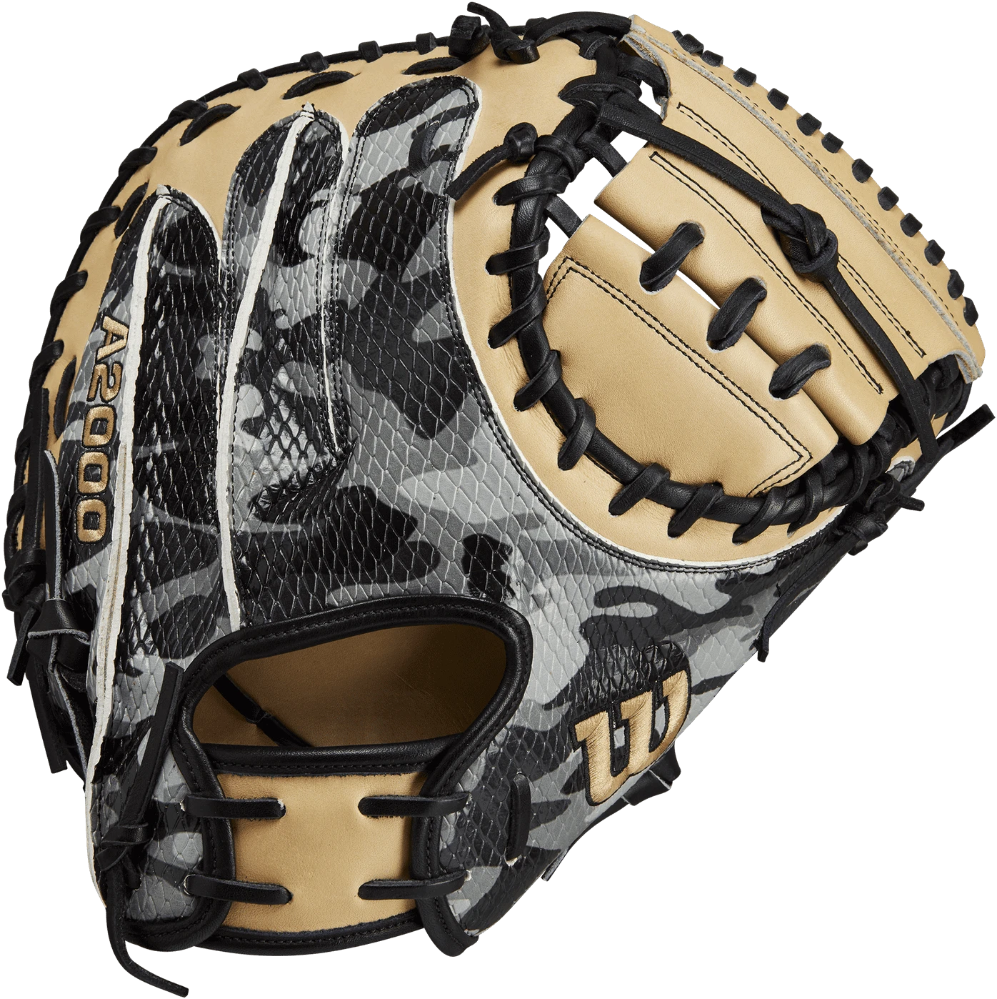 Wilson A2000 CM33SS Catcher's Mitt WBW10128333 Oct 2022 GOTM - Black Camo Blonde - Image 5