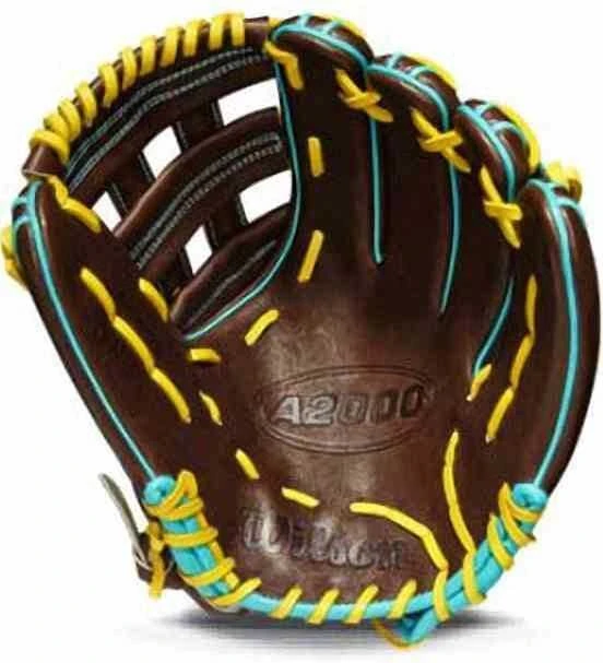 Wilson A2000 DW5 12.00" Infield Glove Feb 2022 GOTM WBW10087812 - Dark Brown Yellow - Image 2